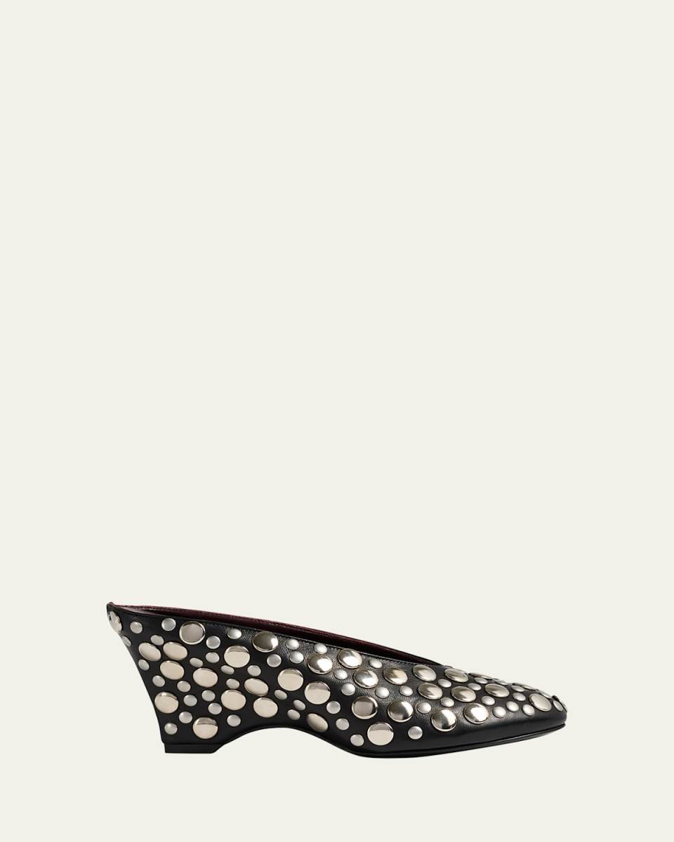 Cloak Stud Leather Mule Pumps